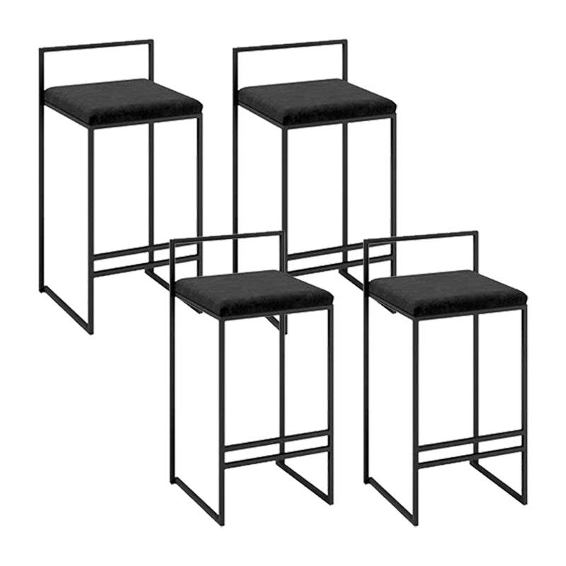 Industrial Square Upholstered Counter Stool Armless Bar Chair with Metal Footrest