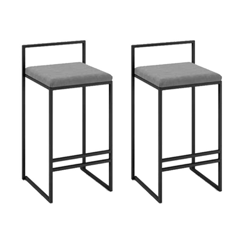 Industrial Square Upholstered Counter Stool Armless Bar Chair with Metal Footrest