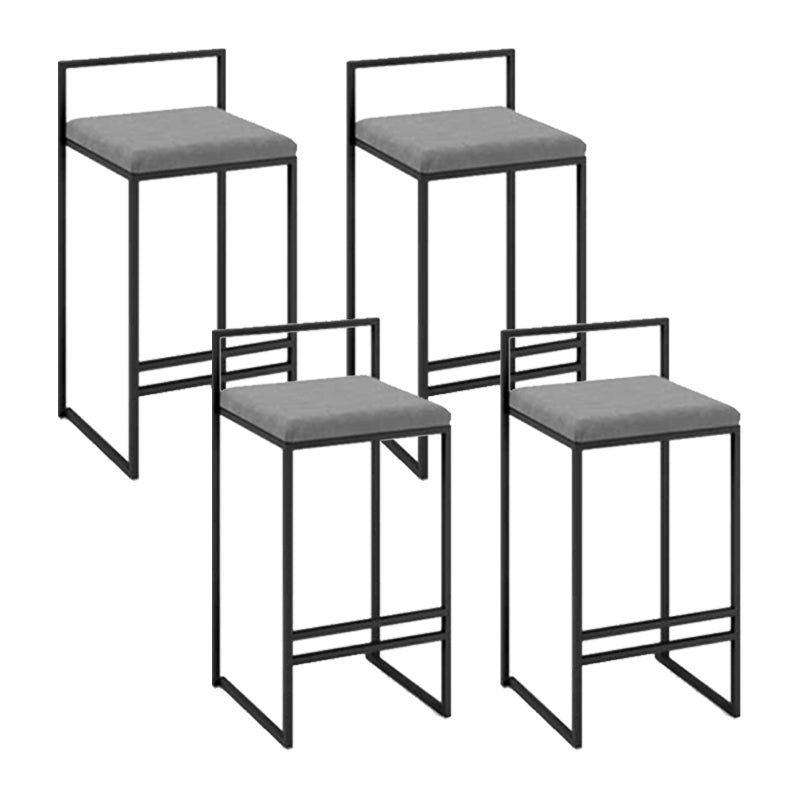 Industrial Square Upholstered Counter Stool Armless Bar Chair with Metal Footrest