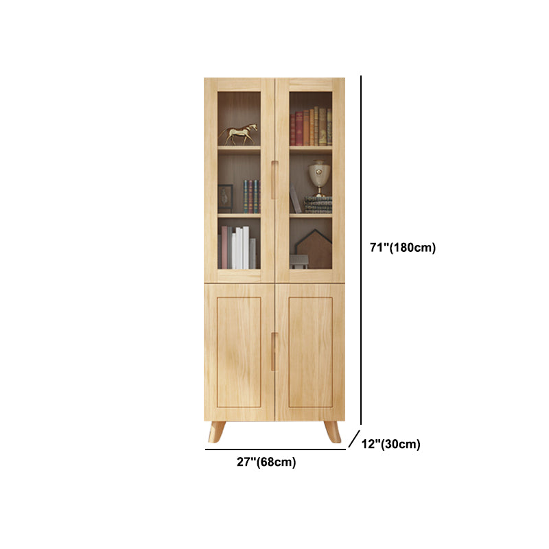 Solid Wood Tall Storage Cabinet Glass Door Display Cabinet for Living Room