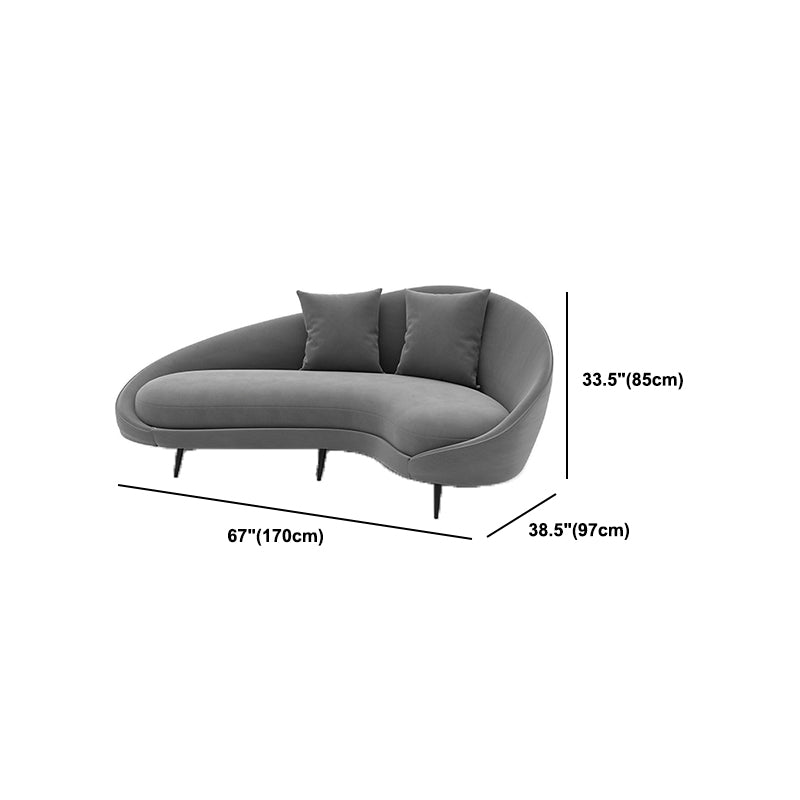 Sloped Arm Sofa Velvet Curved Sofa for Living Room, Apartment