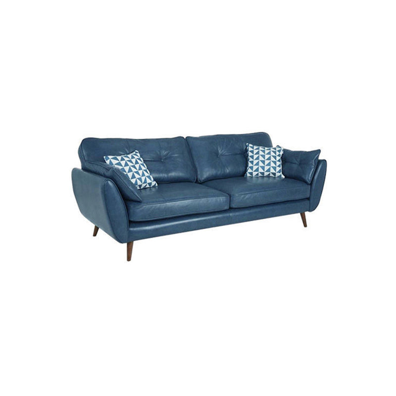 33.46" Flared Arm Sofa with Tufted Split-Back Sofa, Blue Genuine Leather