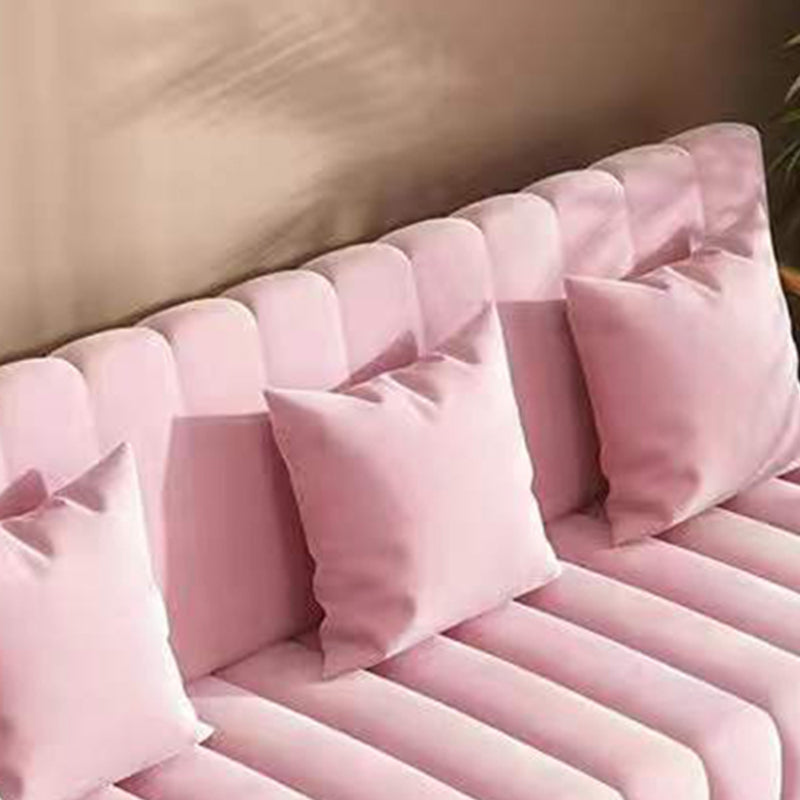 Velvet Sofa with 3 Pillows Square Arm for Living Room 3-seater