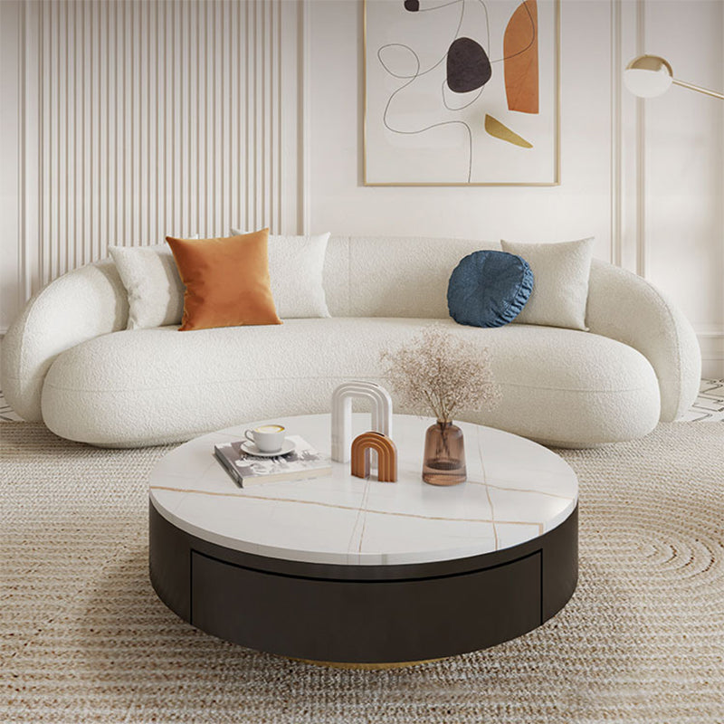 23.62" High Sloped Arm Sofa with 4 Pillows Wool Sofa in White