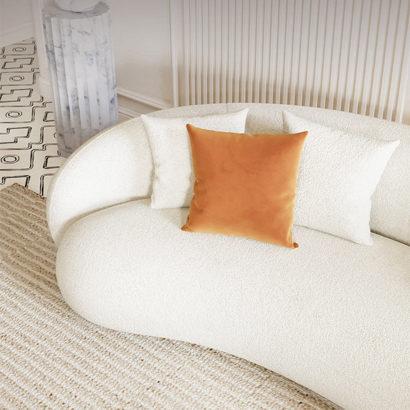 23.62" High Sloped Arm Sofa with 4 Pillows Wool Sofa in White