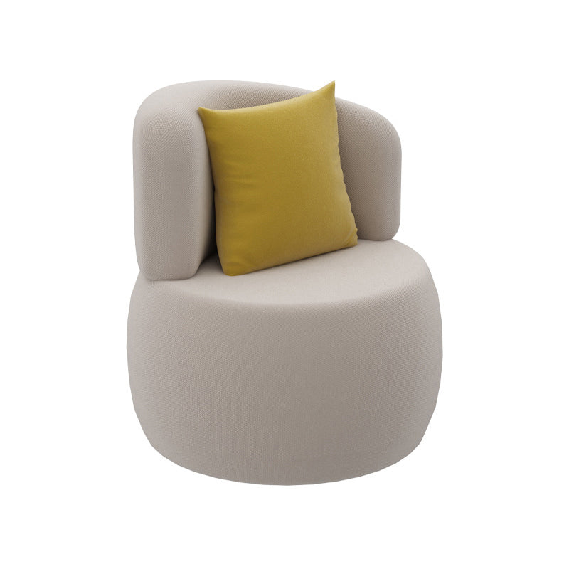 Beige/Grey Faux Leather Sofa Sloped Arm Sofa with Bolster Pillows