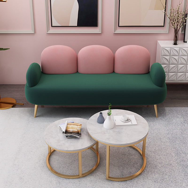 Contemporary Curved Sofa 32.67" High Statement Sofa in Green