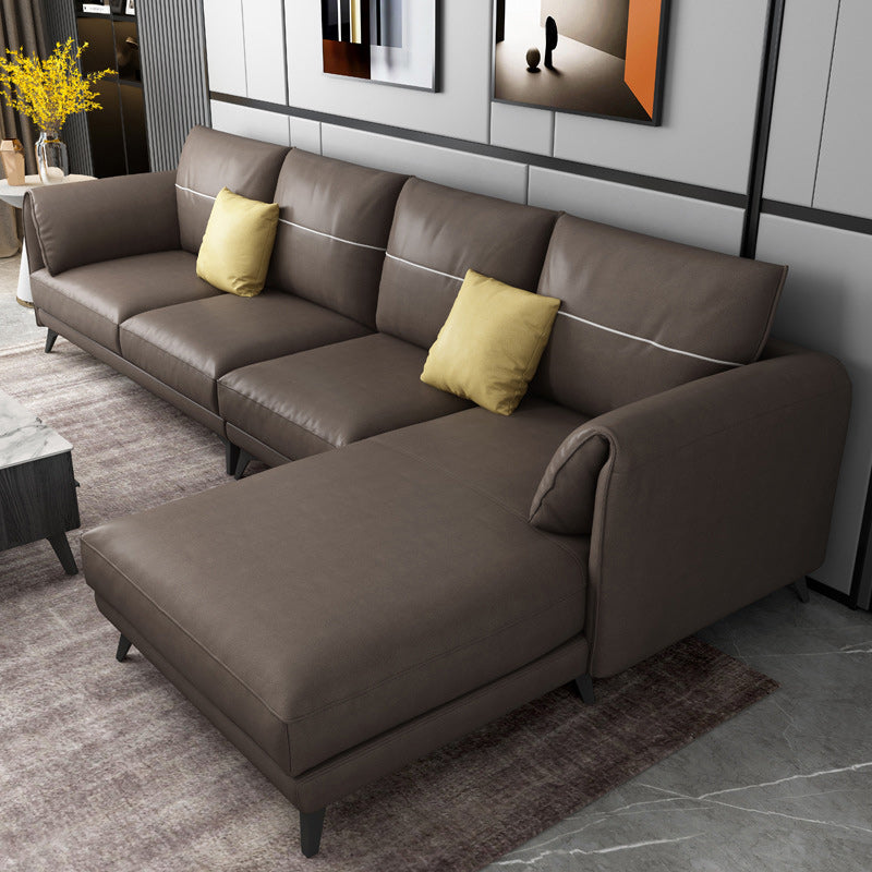 Contemporary Pillow Top Arms Sectional with Pillow Back 4-Seater