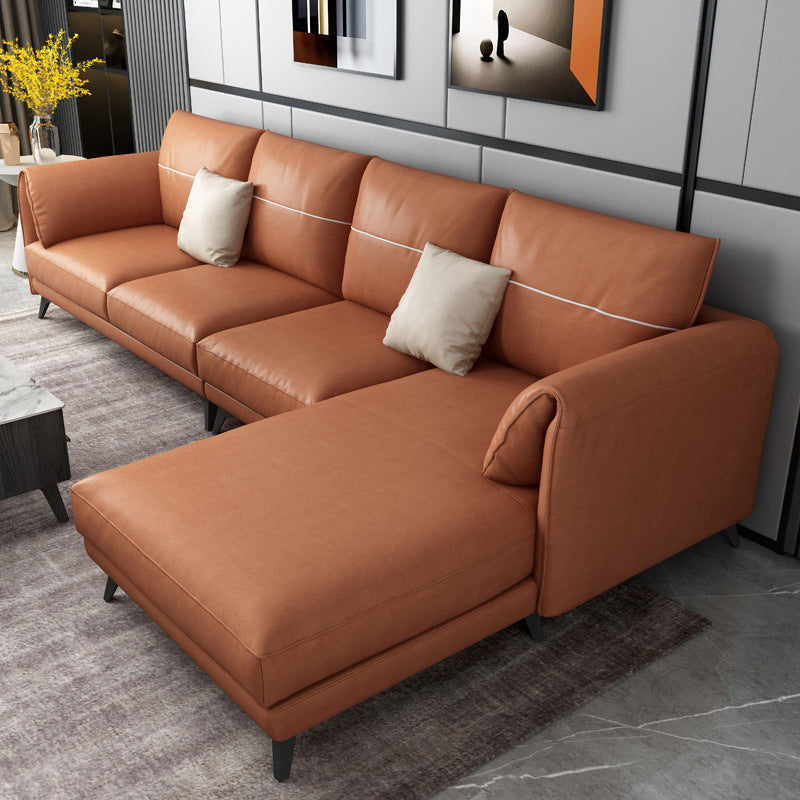 Contemporary Pillow Top Arms Sectional with Pillow Back 4-Seater