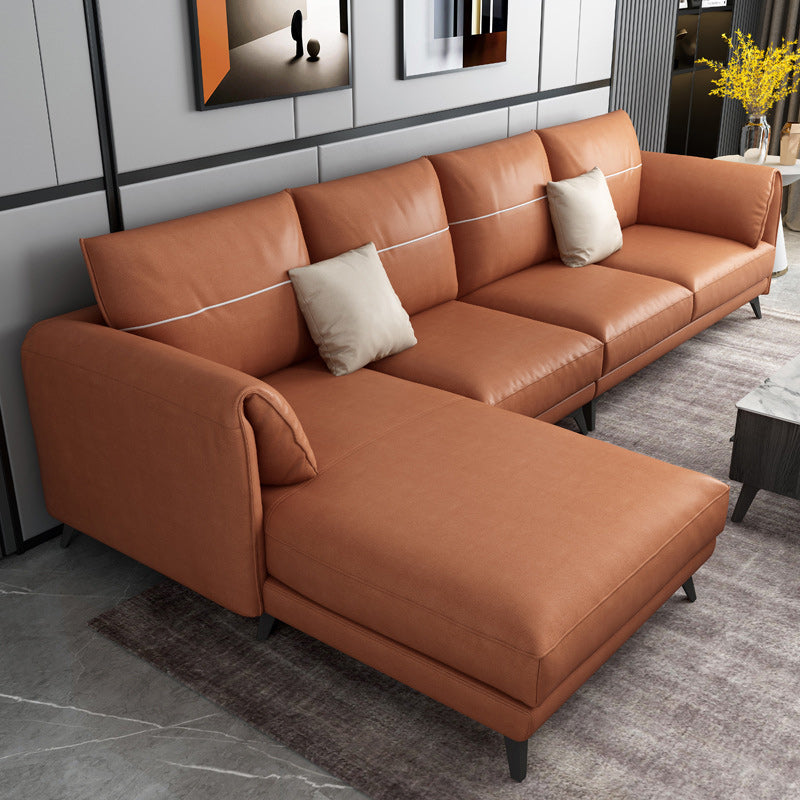 Contemporary Pillow Top Arms Sectional with Pillow Back 4-Seater