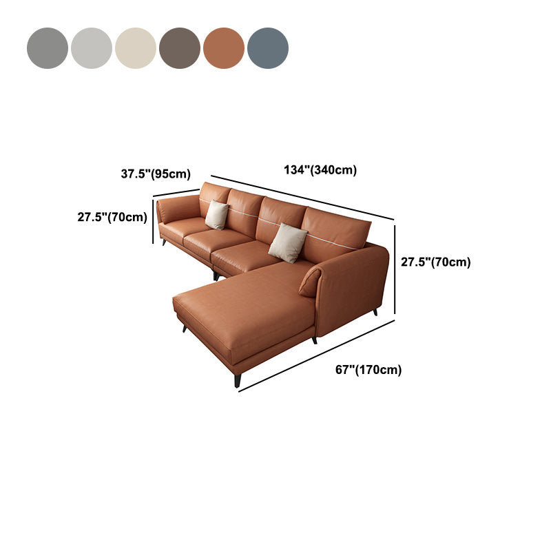 Contemporary Pillow Top Arms Sectional with Pillow Back 4-Seater