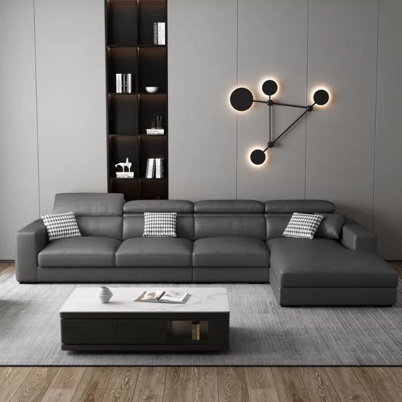 Contemporary L-Shape Sectional Cushion Back Adjustable Sectional