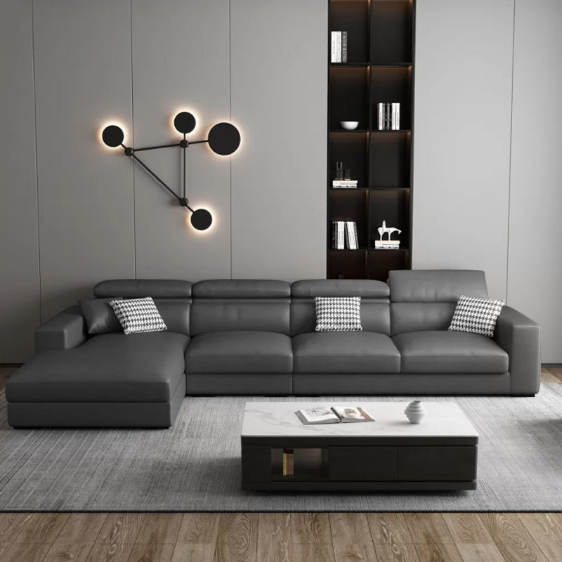 Contemporary L-Shape Sectional Cushion Back Adjustable Sectional