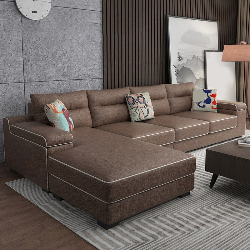 Storage Faux Leather Sectionals with Pillow Top Arm for 4 People