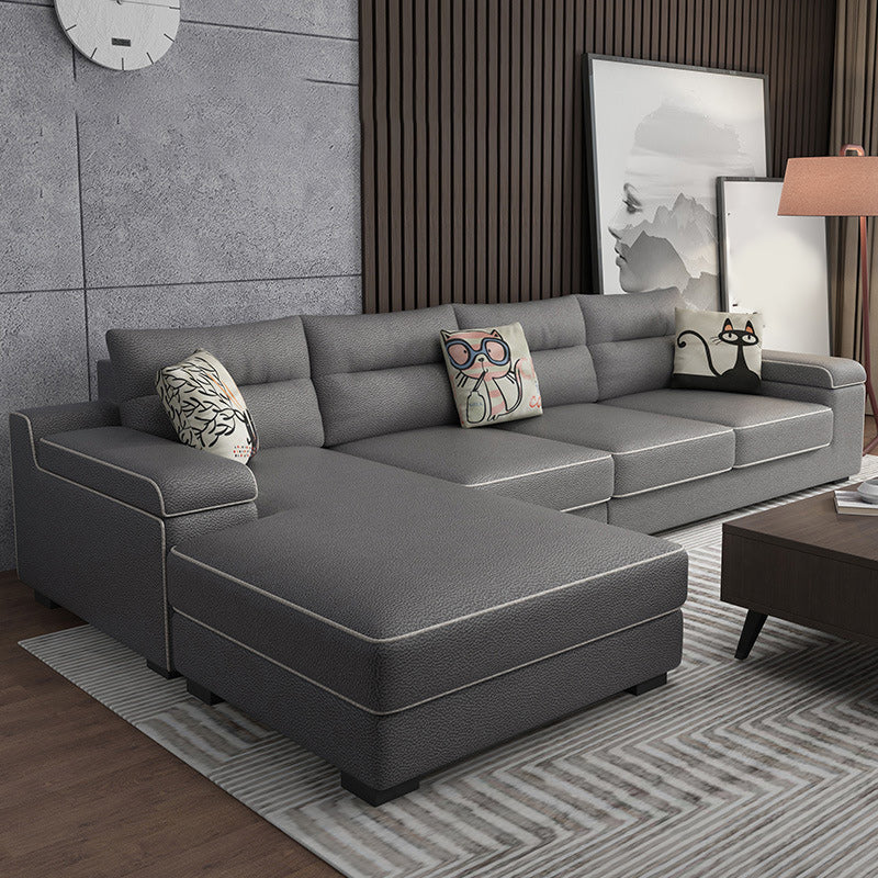 Storage Faux Leather Sectionals with Pillow Top Arm for 4 People