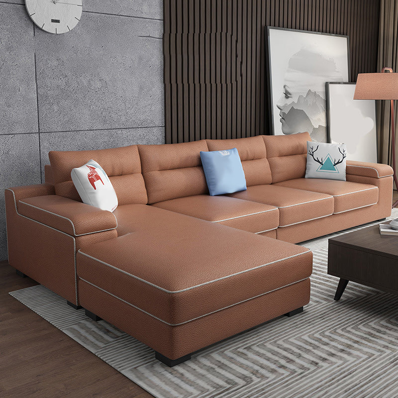 Storage Faux Leather Sectionals with Pillow Top Arm for 4 People