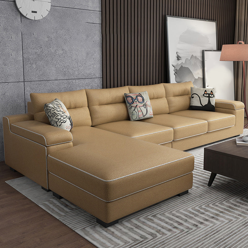 Storage Faux Leather Sectionals with Pillow Top Arm for 4 People