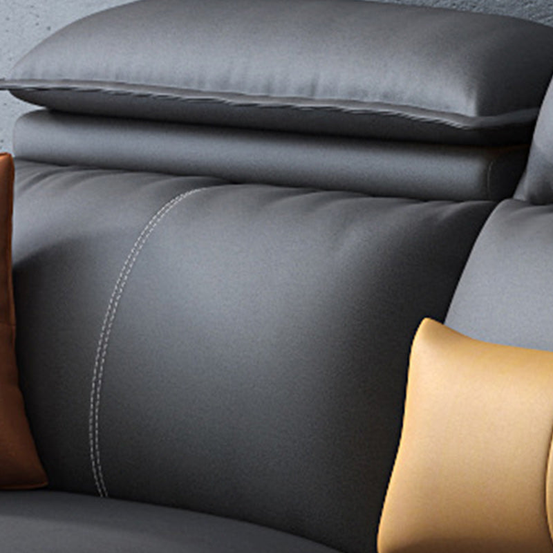 Contemporary Faux Leather L-Shape Sectional with Chaise and Square Arms