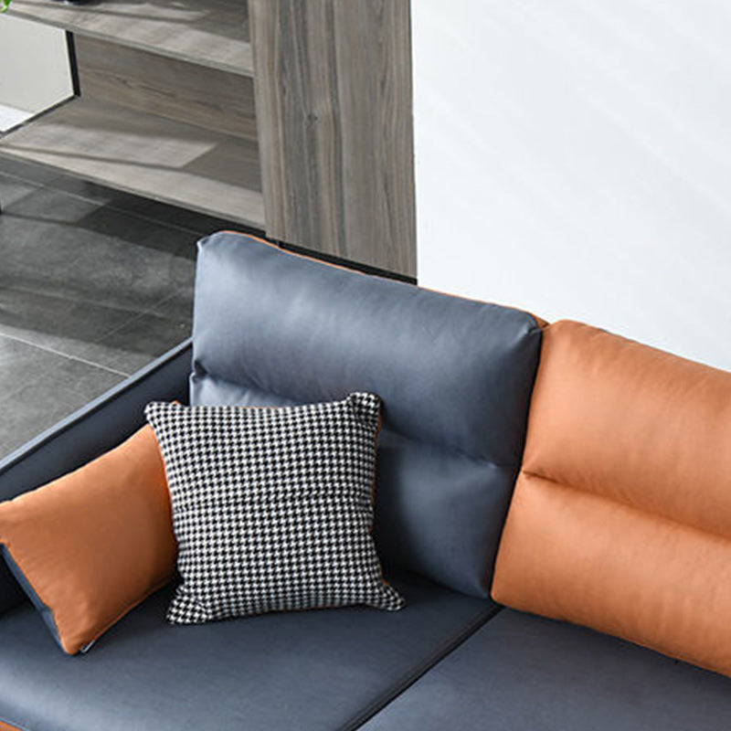 4-Seater Square Arm Sofa & Chaise Faux Leather Sofa with Storage