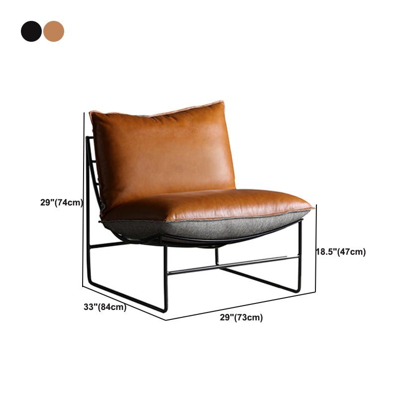 Contemporary Faux Leather Armless with Pillow Pillow Back Parsons Chair