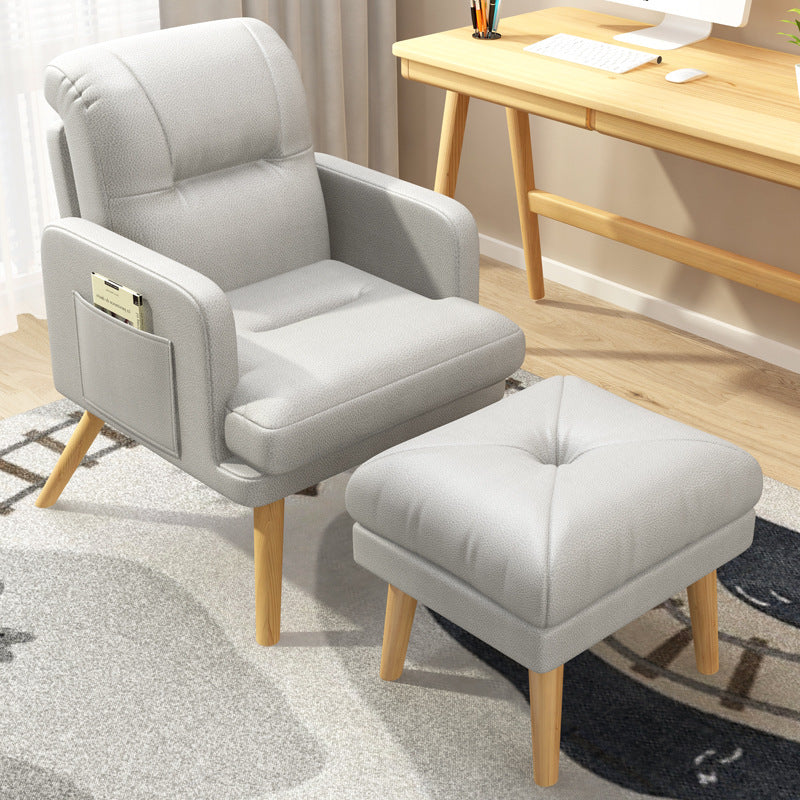 Contemporary Bonded Leather Arms Included Basic Four Leg Accent Chair