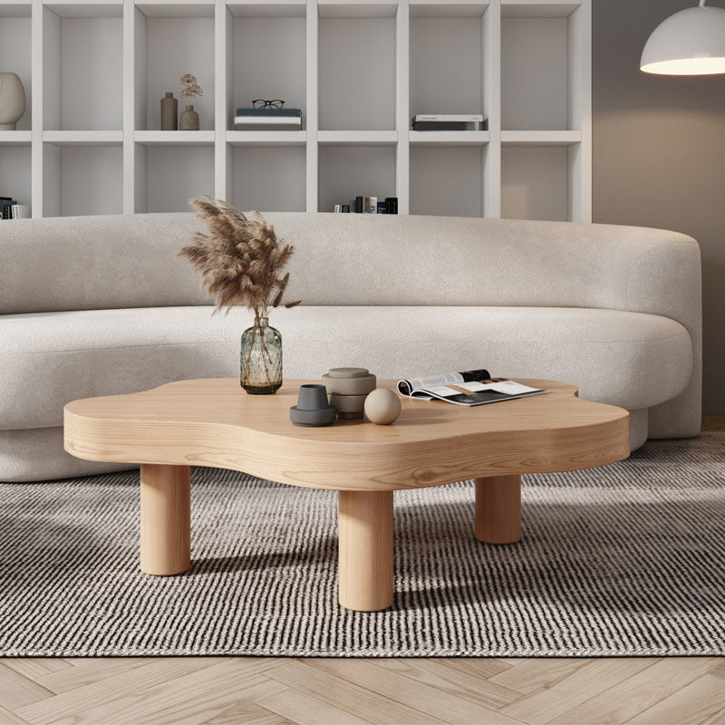 Free Form Solid Wood Coffee Table Set with 3 Legs Cocktail Table
