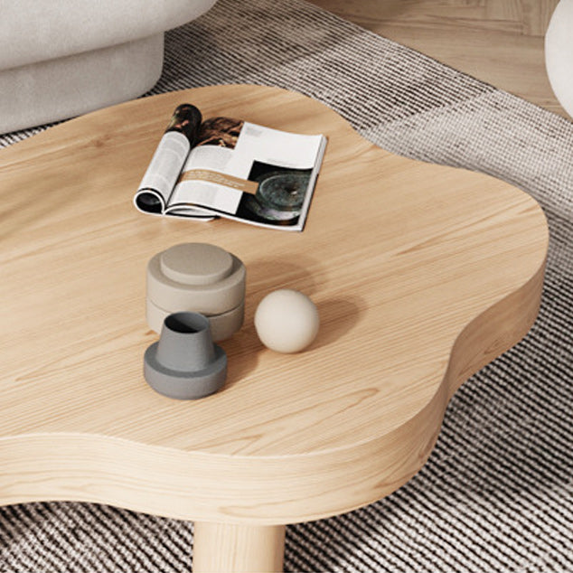 Free Form Solid Wood Coffee Table Set with 3 Legs Cocktail Table