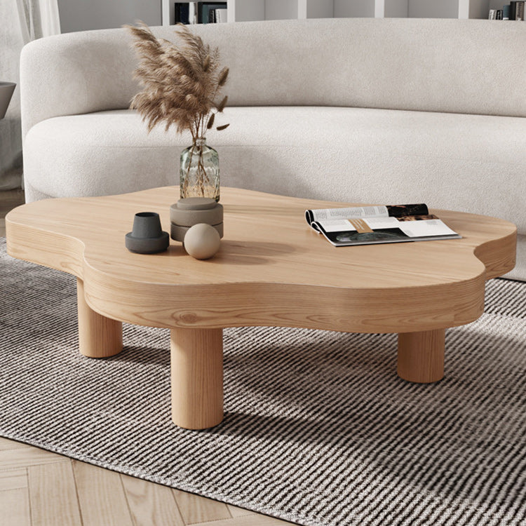 Free Form Solid Wood Coffee Table Set with 3 Legs Cocktail Table