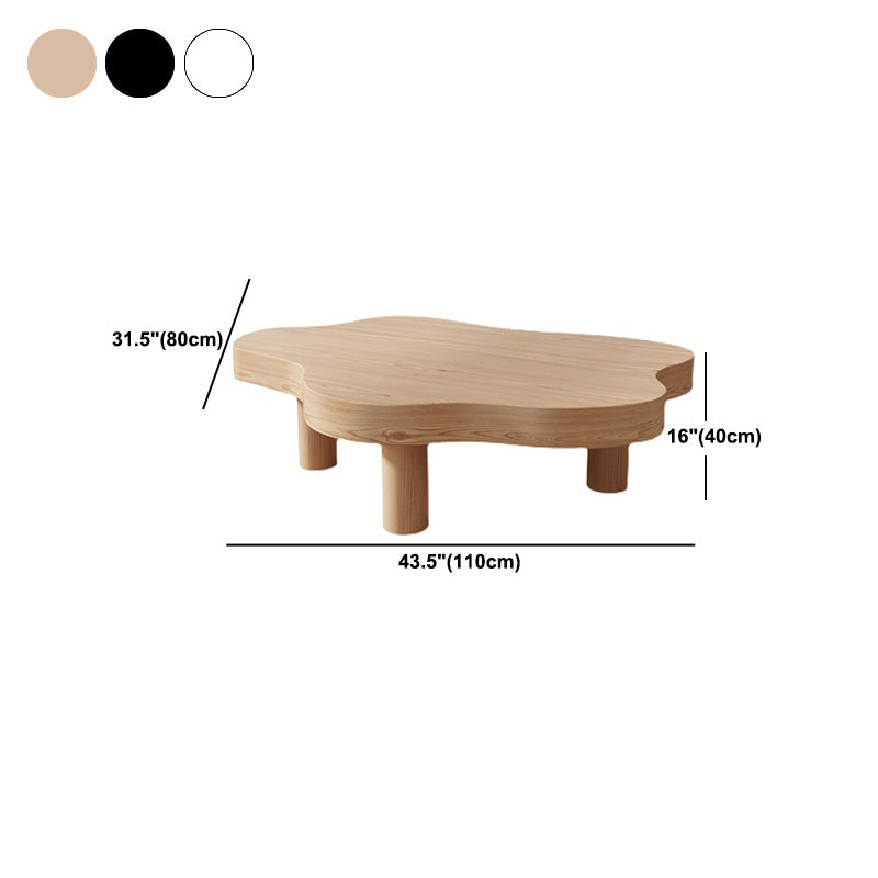 Free Form Solid Wood Coffee Table Set with 3 Legs Cocktail Table