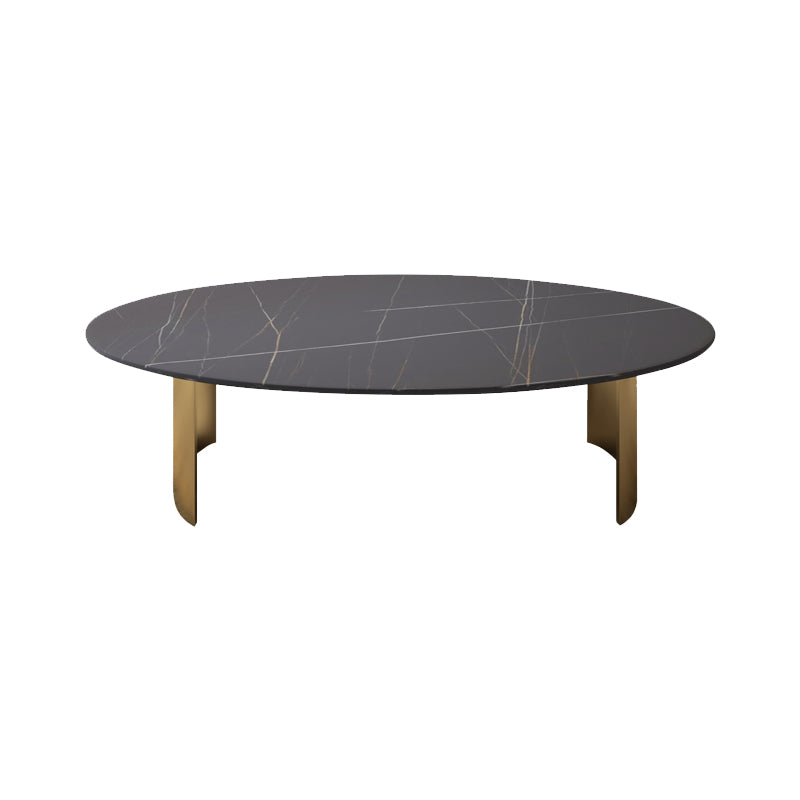 Glam Slate Sled Coffee Cocktail Table Oval Coffee Table for Living Room
