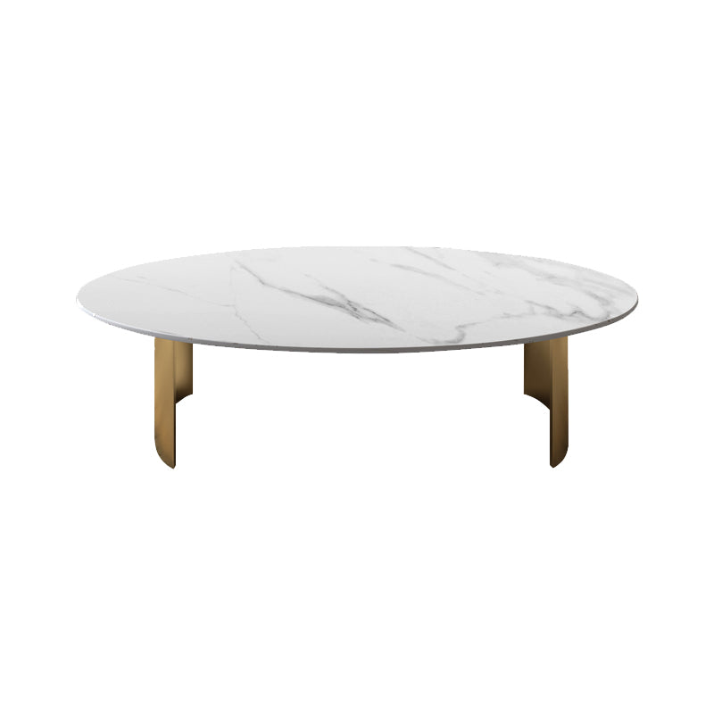 Glam Slate Sled Coffee Cocktail Table Oval Coffee Table for Living Room