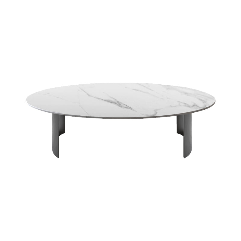 Glam Slate Sled Coffee Cocktail Table Oval Coffee Table for Living Room
