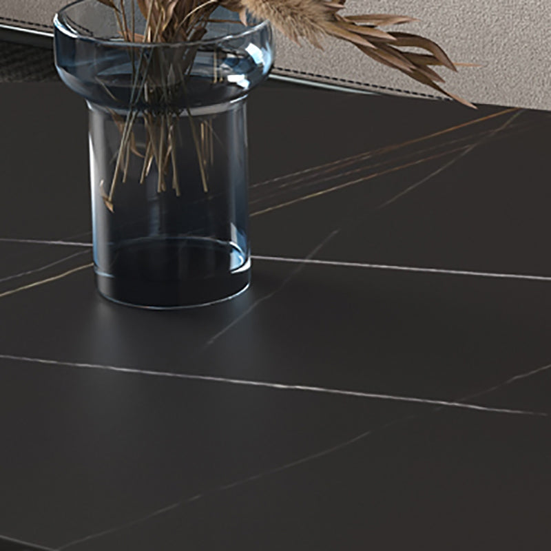 Glam Slate Sled Coffee Cocktail Table Oval Coffee Table for Living Room