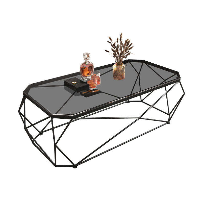 Modern Frame Coffee Table Rectangular Glass Top Coffee Cocktail Table for Living Room