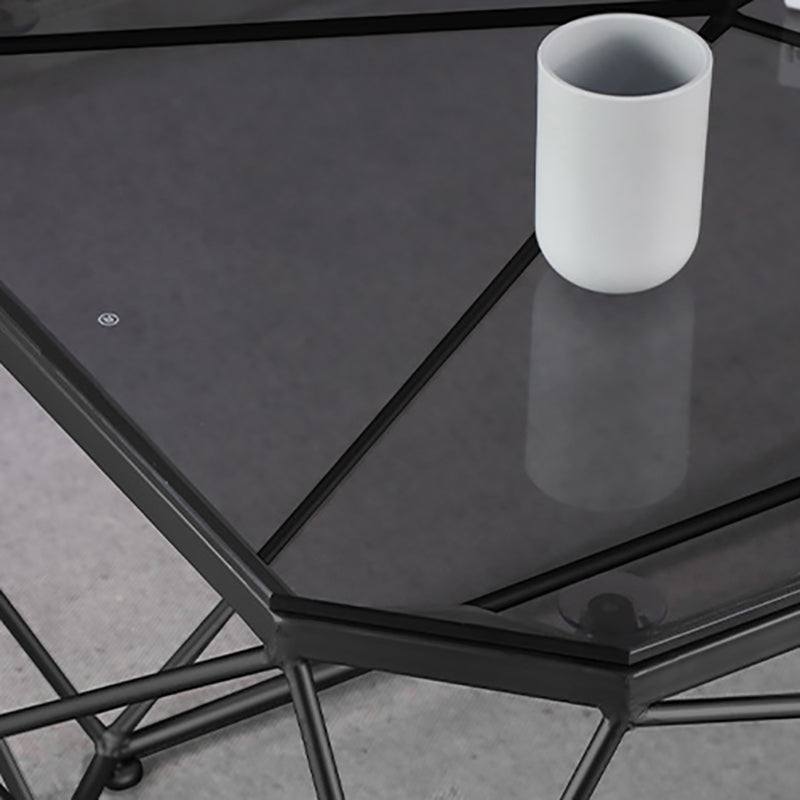 Modern Frame Coffee Table Rectangular Glass Top Coffee Cocktail Table for Living Room