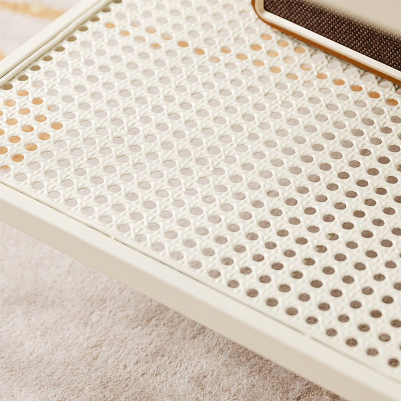 Modern Rectangle Cocktail Table with Glass Top and 4 Iron Legs