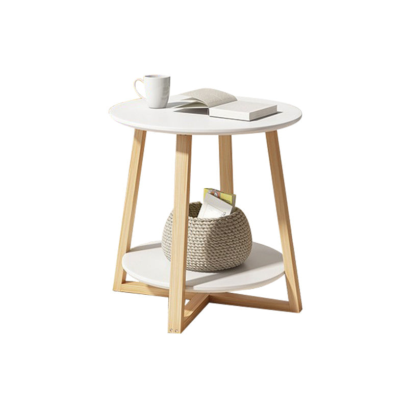 Cross Legs Coffee Table Minimalist Solid Wood Round Coffee Table