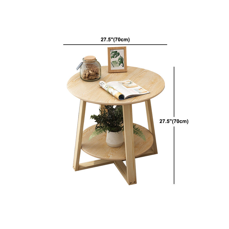 Cross Legs Coffee Table Minimalist Solid Wood Round Coffee Table