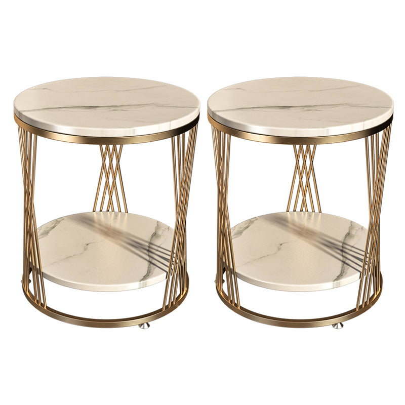 Modern Round Side Table Minimalist Slate Sofa Corner Table with Storage