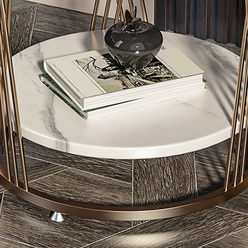 Modern Round Side Table Minimalist Slate Sofa Corner Table with Storage