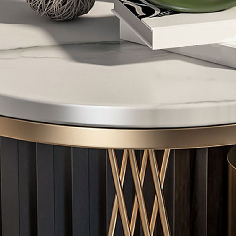 Modern Round Side Table Minimalist Slate Sofa Corner Table with Storage