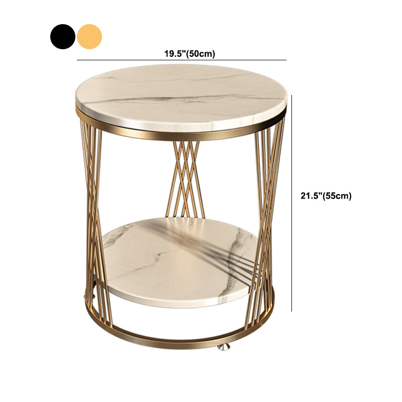 Modern Round Side Table Minimalist Slate Sofa Corner Table with Storage