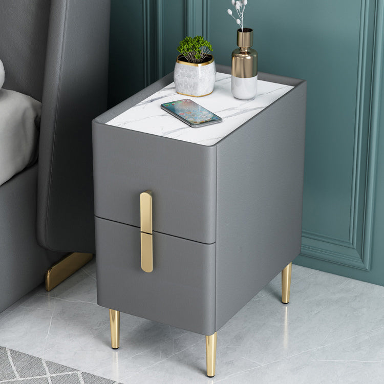 21.65" Tall Glam Bedside Cabinet Solid Wood Night Table with Drawers