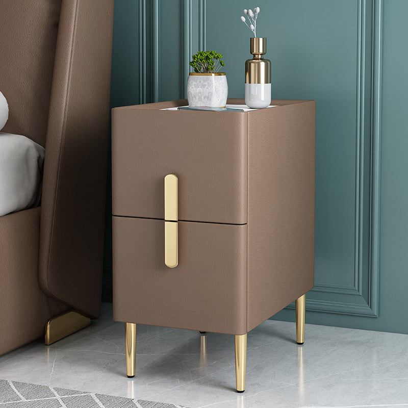 21.65" Tall Glam Bedside Cabinet Solid Wood Night Table with Drawers