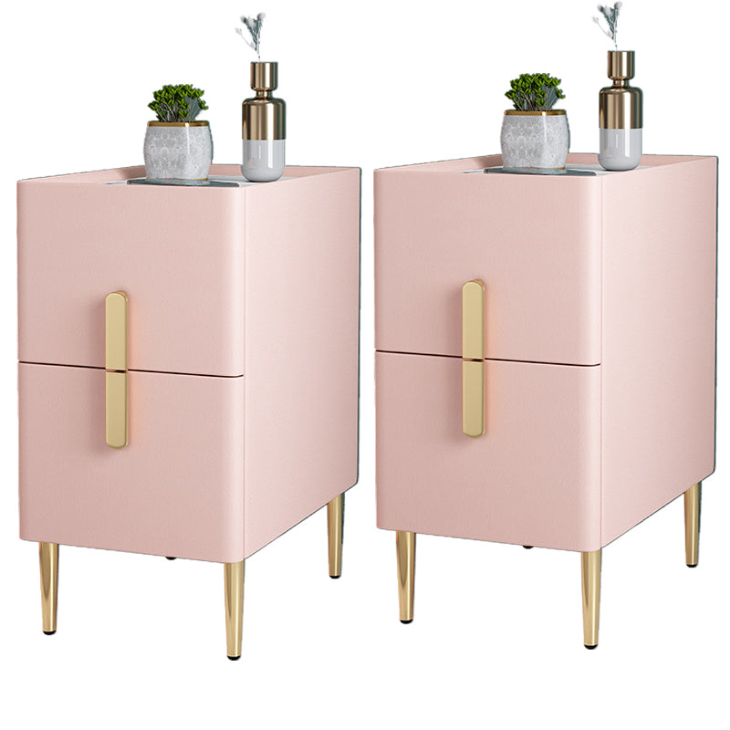 21.65" Tall Glam Bedside Cabinet Solid Wood Night Table with Drawers