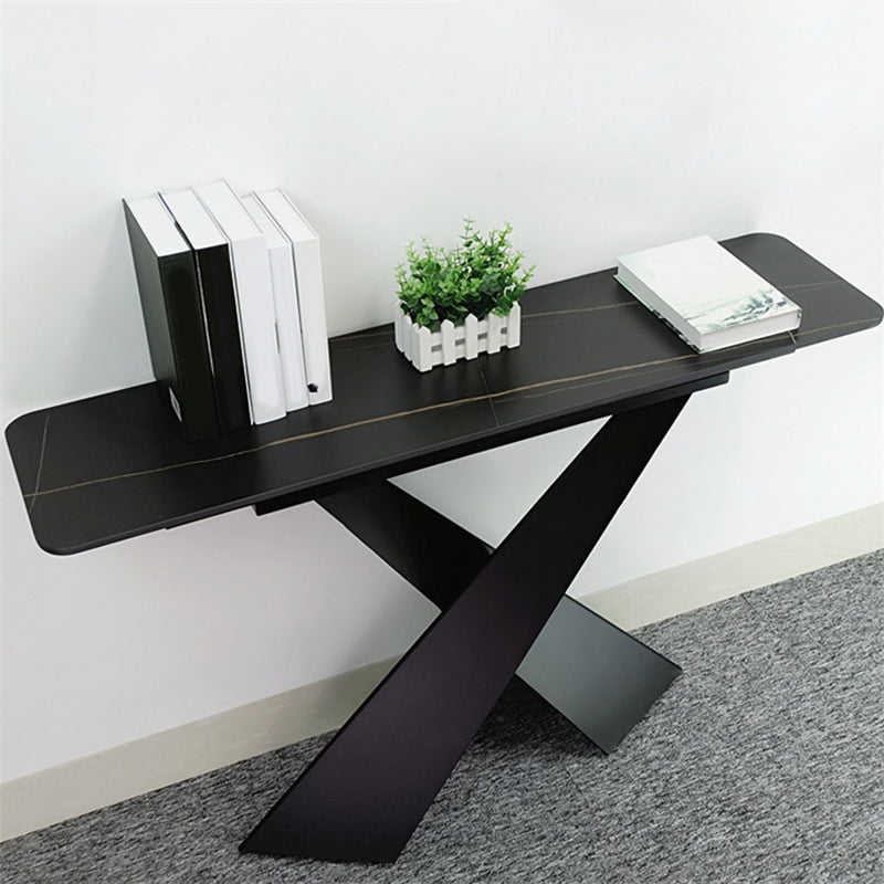 15" Wide Contemporary Console Table Stone Rectangle Console Accent Table