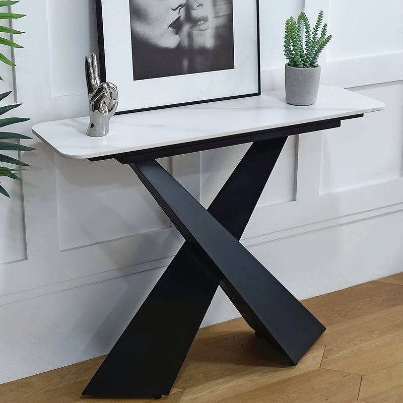 15" Wide Contemporary Console Table Stone Rectangle Console Accent Table
