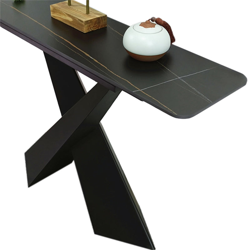 15" Wide Contemporary Console Table Stone Rectangle Console Accent Table