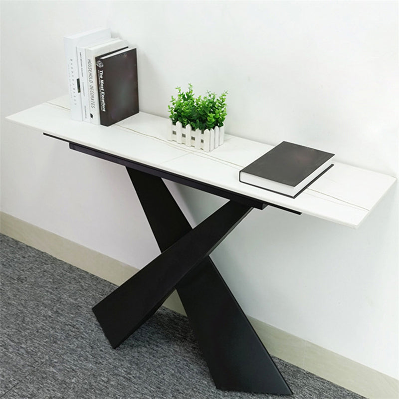 15" Wide Contemporary Console Table Stone Rectangle Console Accent Table