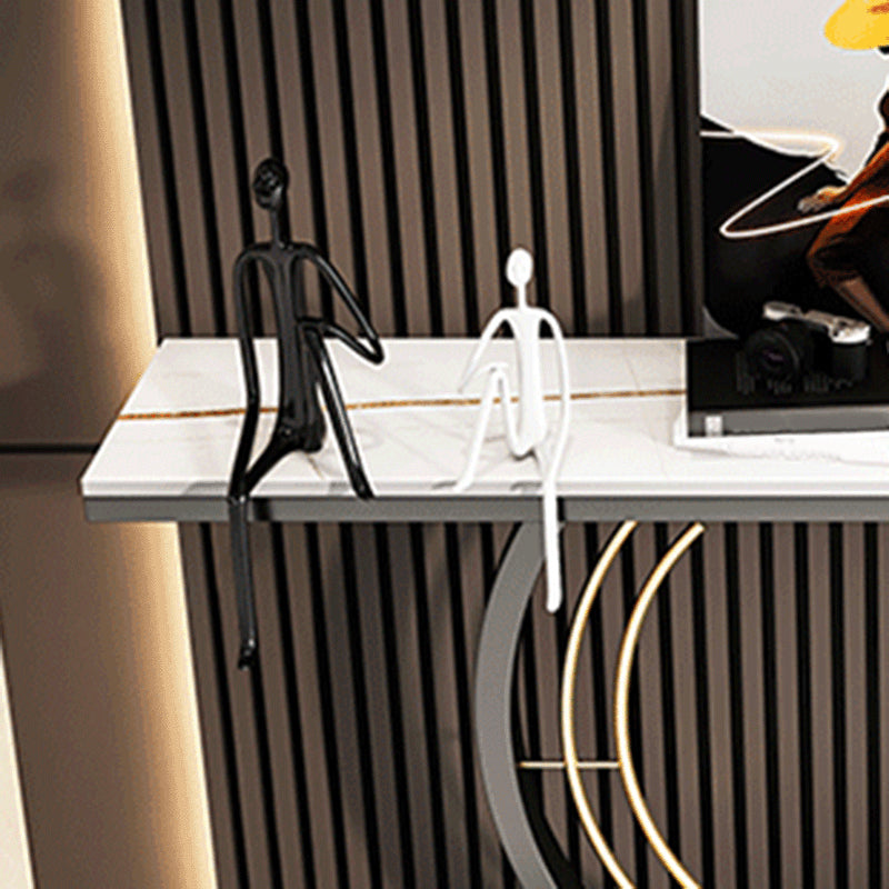 11"W Contemporary Console Table Stone Rectangle Console Sofa Table